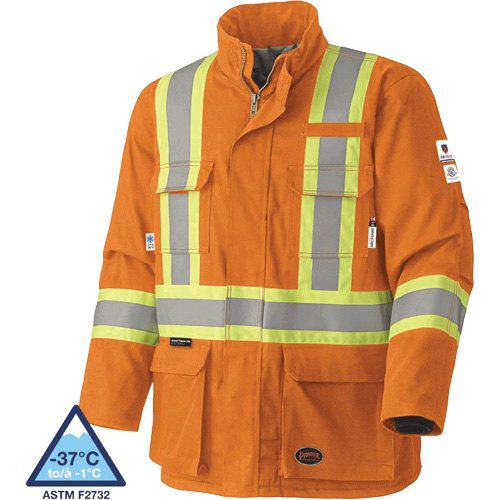 5533 Flame-Resistant Safety Parka, Small, High Visibility Orange, 58 cal/cm² Cantin et fils