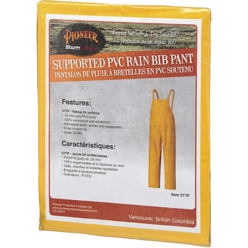 577P Storm Master&reg; Bib Pants, Small, Polyester/PVC, Yellow Cantin et fils