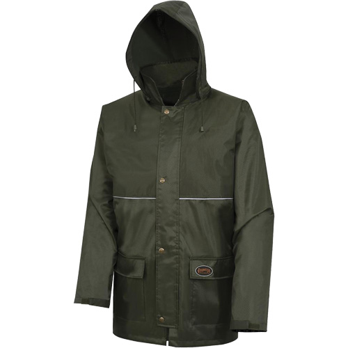 D8120J Nailhead Ripstop Tree Planter Hooded Jacket, Polyester/PVC, X-Small, Green Cantin et fils
