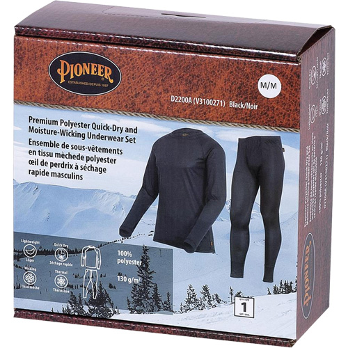 D2200A Ensemble de sous-v&ecirc;tements &agrave; s&eacute;chage rapide et &eacute;vacuation de l'humidit&eacute; de premi&egrave;re qualit&eacute;, Hommes, T-petit, Noir Cantin et fils