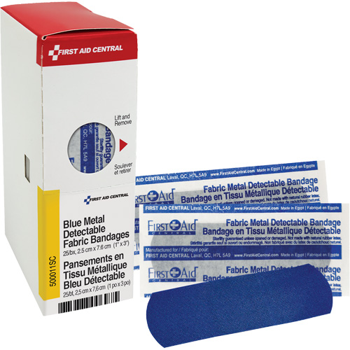 Fabric Blue Detectable Bandages, Rectangular/Square, 1", Fabric Metal Detectable, Sterile Cantin et fils