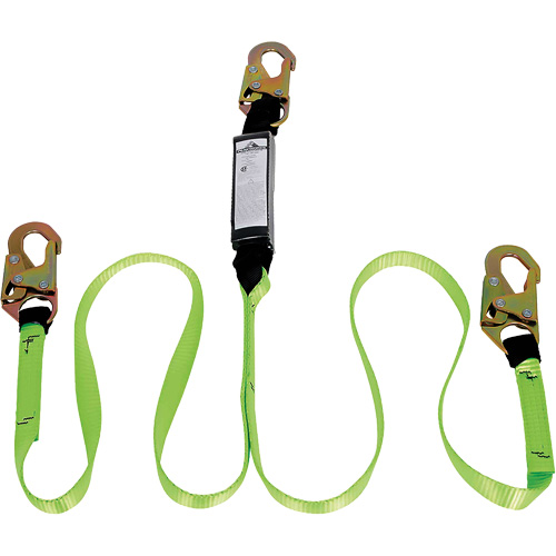 SA-54000-4 Shock Absorbing Lanyard, 4', Snap Hook Center, Snap Hook Leg Ends, Polyester Cantin et fils