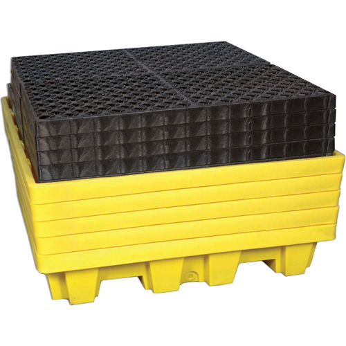 Ultra-Spill Pallet emboitable, 4 barils, Capacit&eacute; de d&eacute;versement 66 gal. US, 51" x 51" x 10" Cantin et fils