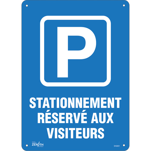 "Stationnement r&eacute;serv&eacute; aux visiteurs" Sign, 10" x 14", Plastic, French with Pictogram Cantin et fils
