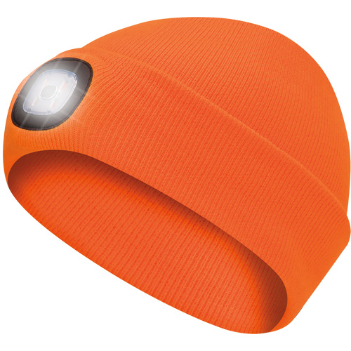 5675 Tuque en tricot avec lampe frontale &agrave; DEL, Doublure en Molleton, Taille unique, Orange haute visibilit&eacute; Cantin et fils