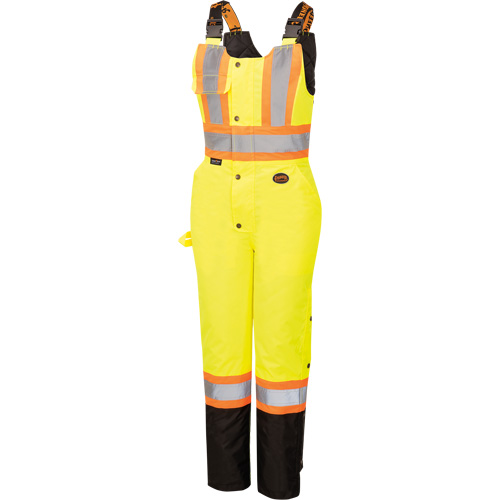 5041BBW Women's High-Visibility Waterproof Safety Overalls, Polyester, X-Small, Black/High Visibility Lime-Yellow Cantin et fils