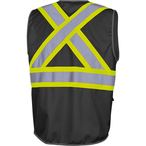 6959BK Tricot High-Visibility Safety Vest with Zipper Closure, Black, X-Small, Polyester Cantin et fils