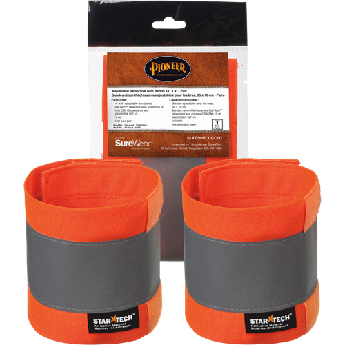 140A Brassard r&eacute;fl&eacute;chissant ajustable orange haute visibilit&eacute; de 14" X 4" Cantin et fils