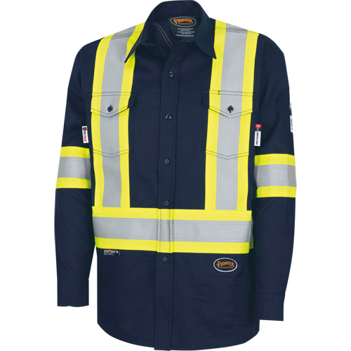 7742SF Chemise de s&eacute;curit&eacute; haute visibilit&eacute; r&eacute;sistant aux arcs &eacute;lectriques 88/12 FR-Tech, Petit, Bleu marin Cantin et fils