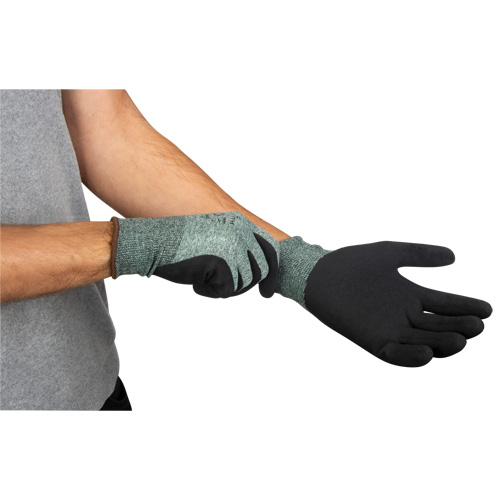 Eco-Friendly Crinkle Grip Coated Gloves, 7, Foam Latex Coating, 15 Gauge, Nylon/RPET Shell Cantin et fils