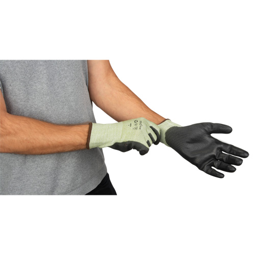 Eco-Friendly Seamless Cut-Resistant Gloves, Size 10, 13 Gauge, Polyurethane Coated, HPPE/RPET Shell, ASTM ANSI Level A4 Cantin et fils