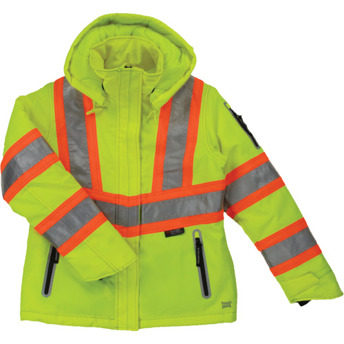 Womens Insulated Flex Safety Jacket, Polyester, High Visibility Lime-Yellow, Large Cantin et fils