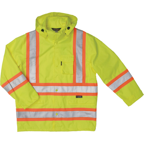 Manteau de s&eacute;curit&eacute; imperm&eacute;able en tissu ind&eacute;chirable Ripstop, Polyester, T-petit, Jaune lime haute visibilit&eacute; Cantin et fils