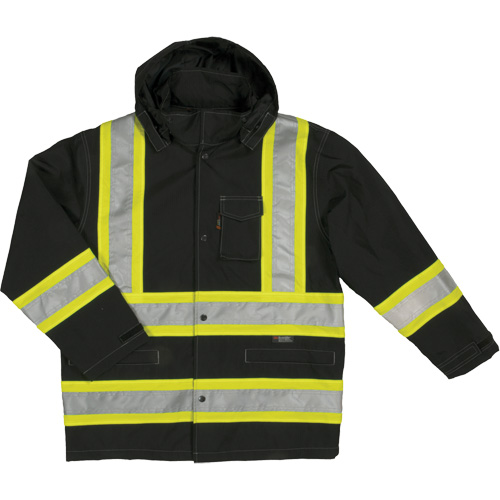 Ripstop Safety Rain Jacket, Polyester, X-Large, Black Cantin et fils