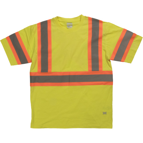 Chemise de s&eacute;curit&eacute; &agrave; manches courtes, Coton, T-petit, Jaune lime haute visibilit&eacute; Cantin et fils