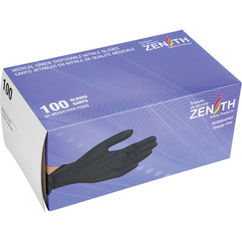 Heavyweight Tactile Grip Examination Gloves, Small, Nitrile, 8-mil, Powder-Free, Black, Class 2 Cantin et fils