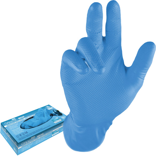 Gants jetables, 3T-Grand, Nitrile, 8 mils, Sans poudre, Bleu Cantin et fils