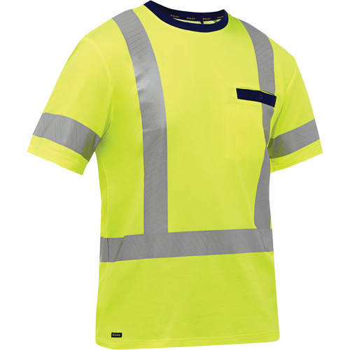 Bisley&reg; X-Back Short Sleeve Shirt, Poly-Cotton, Small, High Visibility Lime-Yellow Cantin et fils
