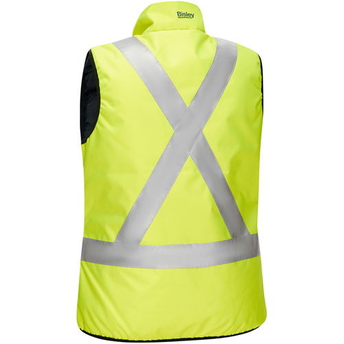 Veste bouffante, enveloppante et r&eacute;versible avec X au dos Bisley pour femmes, Jaune lime haute visibilit&eacute;, Petit, Polyester Cantin et fils