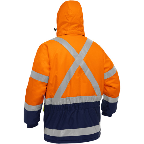 Manteau pour le froid extr&ecirc;me avec bas bleu marin et X au dos Bisley, Polyester, Orange haute visibilit&eacute;, 4T-Grand Cantin et fils