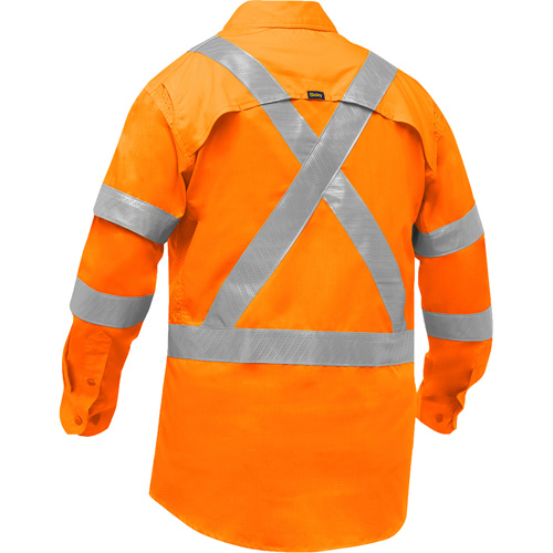 Bisley&reg; X-Back Long Sleeve Work Shirt with X-Airflow, Poly-Cotton, Small, High Visibility Orange Cantin et fils