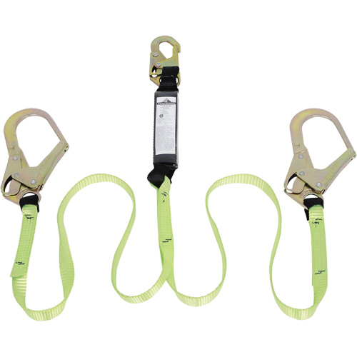 SA-54022-4 Shock Absorbing Lanyard, 4', Form Hook Center, Snap Hook Leg Ends, Polyester Cantin et fils