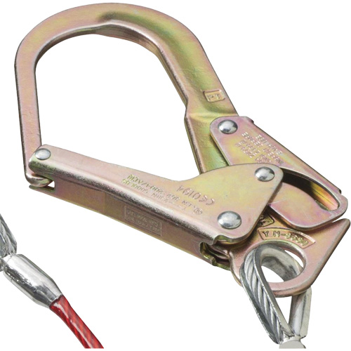 SA-55522-4 PVC-Coated Shock Absorbing Lanyard, 4', Form Hook Center, Snap Hook Leg Ends, Galvanized Steel Cantin et fils