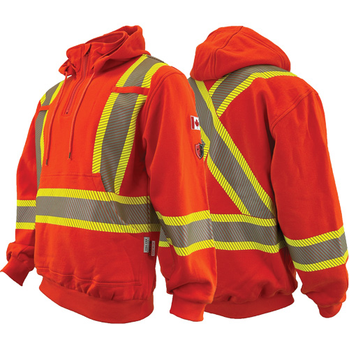 Atlas Guardian&reg; FR/AR Quarter-Zip Hoodies, Men's, X-Small, High Visibility Orange, 18 cal/cm² Cantin et fils