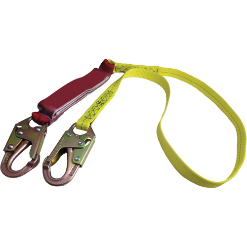 External Energy Absorber Lanyard with 3/4" Hook, 6', Snap Hook Center, Snap Hook Leg Ends, Polyester Cantin et fils