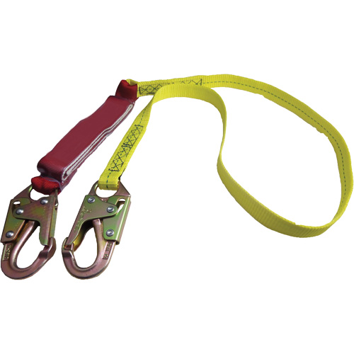 External Energy Absorber Lanyard with 3/4" Hook, 6', Snap Hook Center, Snap Hook Leg Ends, Polyester Cantin et fils