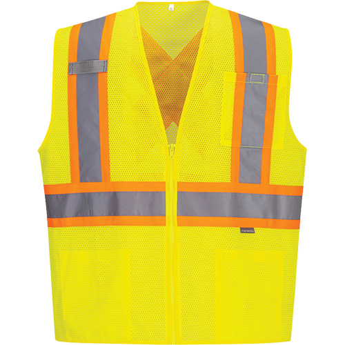 Veste de s&eacute;curit&eacute; &agrave; bandes contrastantes, Jaune lime haute visibilit&eacute;, Petit, Polyester Cantin et fils