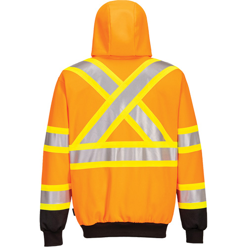 Contrast-Striped Safety Hoodie, Small, Black/High Visibility Orange Cantin et fils