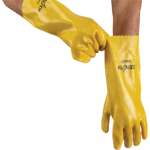 Gants &agrave; fini rugueux et r&eacute;sistants aux produits chimiques, Taille 9, 14" lo, PVC, Doublure en Interlock, 47-mil Cantin et fils