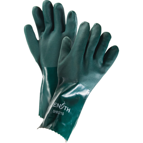 Gants verts &agrave; double enduit, 14" lo, PVC, Doublure en Jersey de coton, 70 mils Cantin et fils