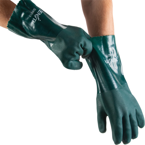 Gants verts &agrave; double enduit, 14" lo, PVC, Doublure en Jersey de coton, 70 mils Cantin et fils