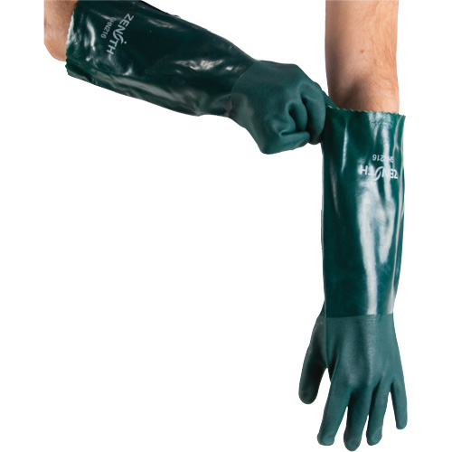 Gants verts &agrave; double enduit, 18" lo, PVC, Doublure en Jersey de coton, 70 mils Cantin et fils