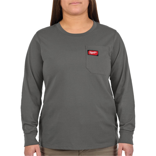 GRIDIRON Long Sleeve Pocket T-Shirt, Women's, X-Small, Grey Cantin et fils