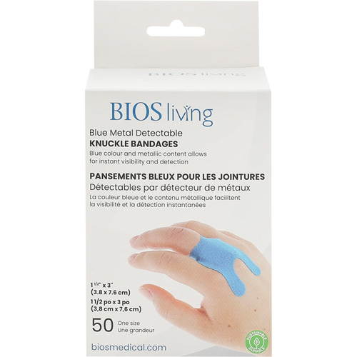Bandages bleus, Jointures, 3", Tissu d&eacute;tectable, St&eacute;rile Cantin et fils