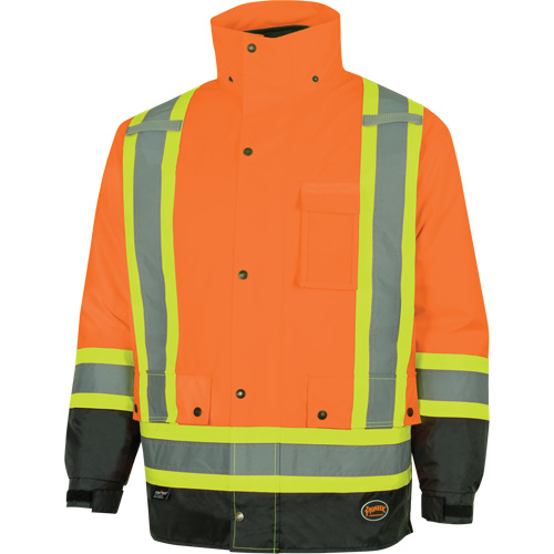 5056 Pioneer&reg; Yukon 7-in-1 Waterproof Winter Safety Parka, Polyester, Black/High Visibility Orange, X-Small Cantin et fils