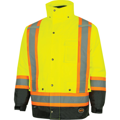 5057 Pioneer&reg; Yukon 7-in-1 Waterproof Winter Safety Parka, Polyester, Black/High Visibility Lime-Yellow, X-Small Cantin et fils