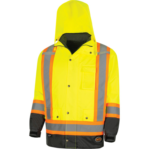 5057 Pioneer&reg; Yukon 7-in-1 Waterproof Winter Safety Parka, Polyester, Black/High Visibility Lime-Yellow, X-Small Cantin et fils