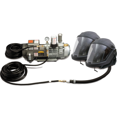 Syst&egrave;me de casque et de protection respiratoire &agrave; adduction d'air DEFENDER pour 2 travailleur Cantin et fils