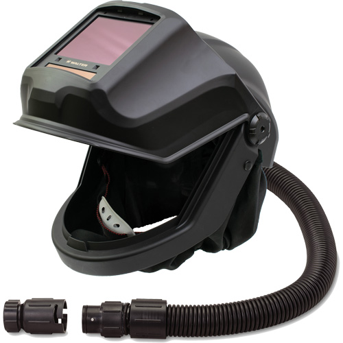 Masque respiratoire &agrave; adduction d'air et casque de soudage &agrave; visi&egrave;re relevable avec filtre ADF et valve anti-refoulement DEFENDER, Universel, Pi&egrave;ce faciale Cantin et fils