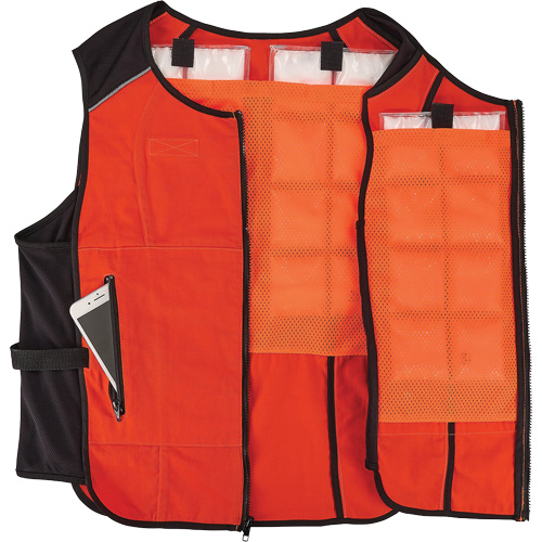 Veste de refroidissement &agrave; changement de phase l&eacute;g&egrave;re avec sachets de recharge Chill-Its 6260, Grand/T-Grand, Orange Cantin et fils