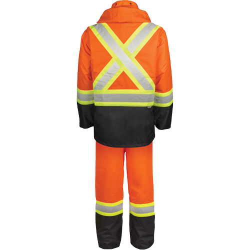 Ensemble de pluie haute visibilit&eacute; en tissu 150 deniers, Polyester, Petit, Orange haute visibilit&eacute; Cantin et fils