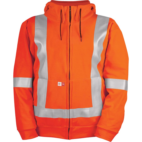 High-Visibility Wind Resistant Zip-Front Sweatshirt with DetachableHood, Men's, 4X-Large, High Visibility Orange, 27.7 cal/cm² Cantin et fils