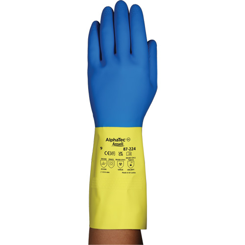 Gants r&eacute;sistants aux produits chimiques AlphaTec 87-224, Taille 7, 12,8" lo, N&eacute;opr&egrave;ne/Latex de caoutchouc, Doublure en Coton/Ouat&eacute;e, 26,8 mils Cantin et fils