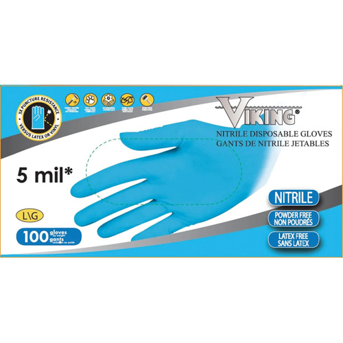 Gants jetables 34600, Moyen, Nitrile, 5 mils, Sans poudre, Bleu Cantin et fils