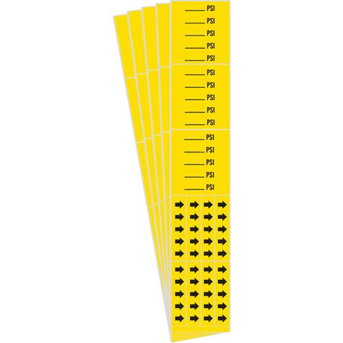 Marqueurs de tuyau PSI, Autocollant, 2-1/4" h x 2-3/4" la, Noir sur jaune Cantin et fils