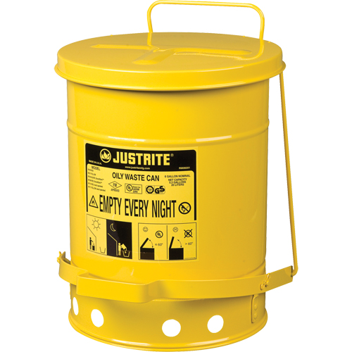Contenants pour d&eacute;chets huileux, Homologu&eacute; FM/List&eacute; UL, 6 gal. US, Jaune Cantin et fils